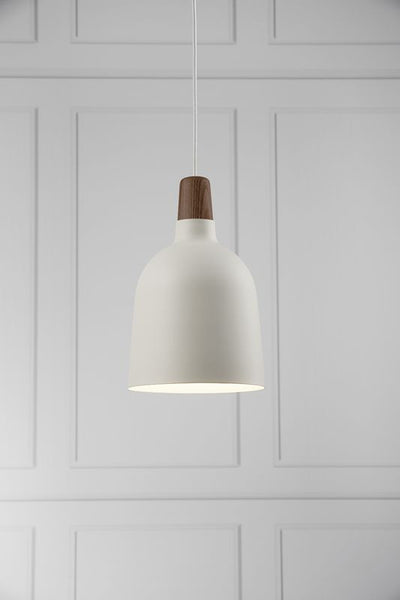 Destiny White Metal and Oiled Walnut Pendant Light (2 Sizes)