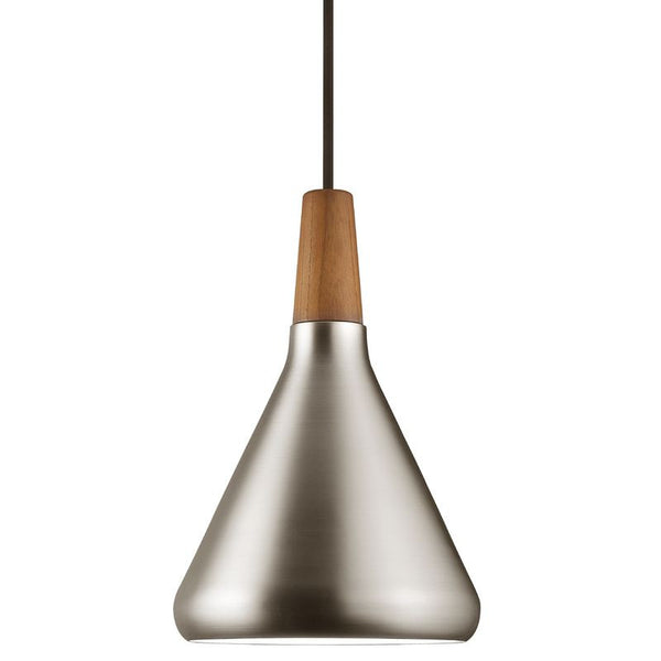 Lexi 18 Pendant Light in Walnut and Brushed Steel Finish