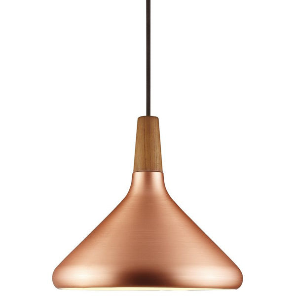 Lexi 27 Pendant Light in Walnut and Brushed Copper Finish
