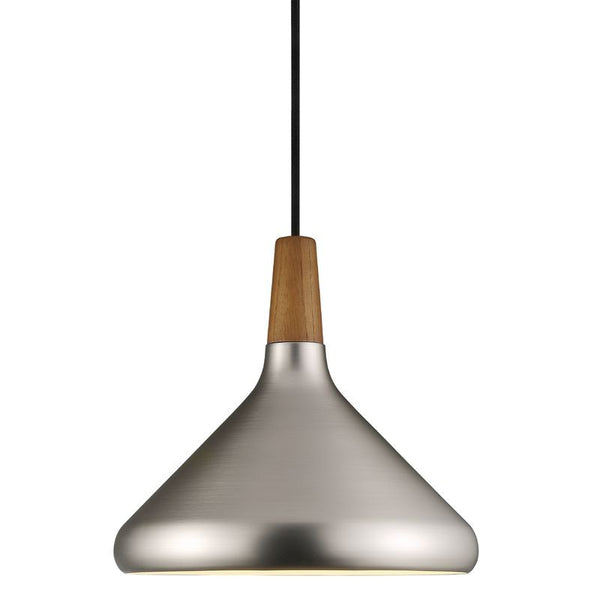 Lexi 27 Pendant Light in Walnut and Brushed Steel Finish