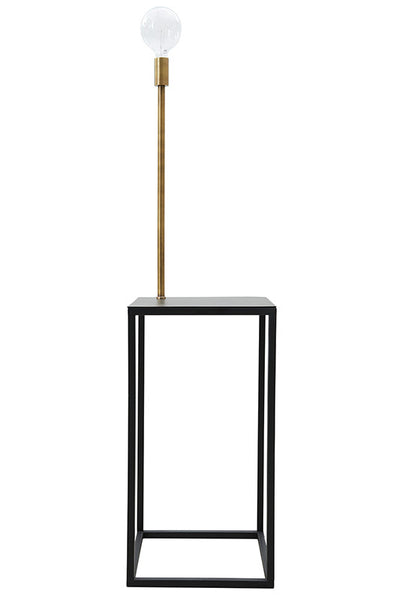 Saxon Black Table with Brass Light