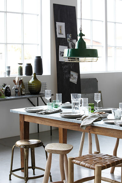 Zach Metal Industrial Light in Green/Brass